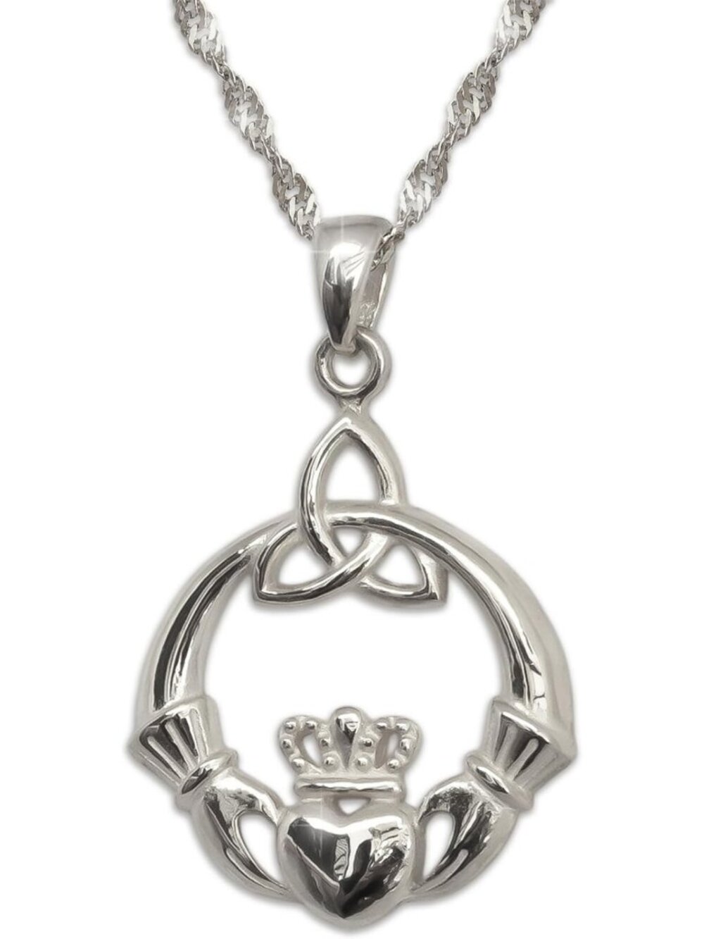 Sterling Silver Irish Claddagh Necklace for Women | Elegant Gift for Her